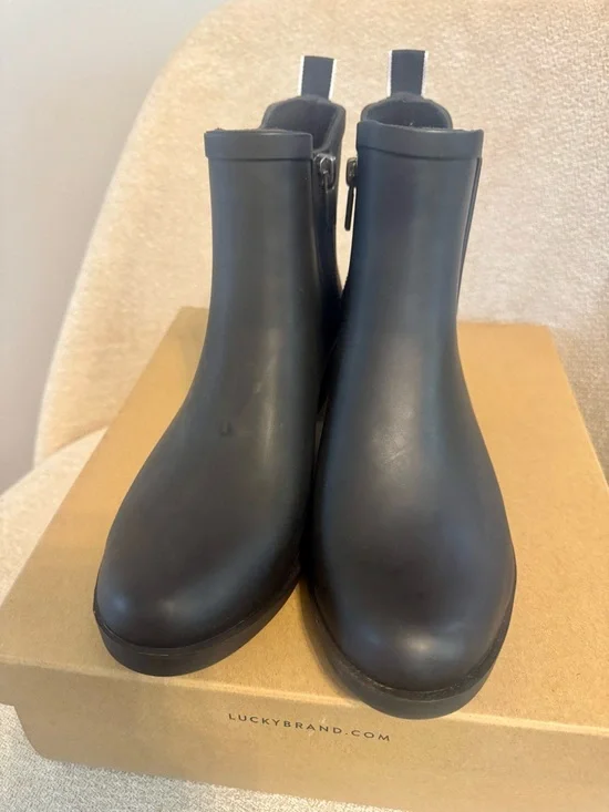 Lucky Brand Basel H2O Waterproof Rain Ankle Boots in Black - Picture 5 of 10